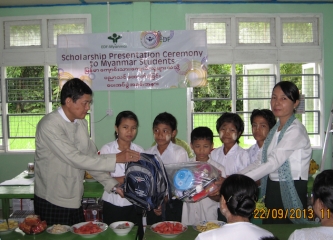 School Year 2013's EDF Scholarship Handover Ceremony in Myanmar